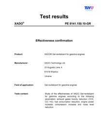 Xado TUV Test Report