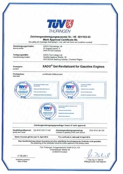 xado uk tuv product approval